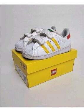 Adidas Kids' Superstar Lego Velcro Sneakers - White/Yellow